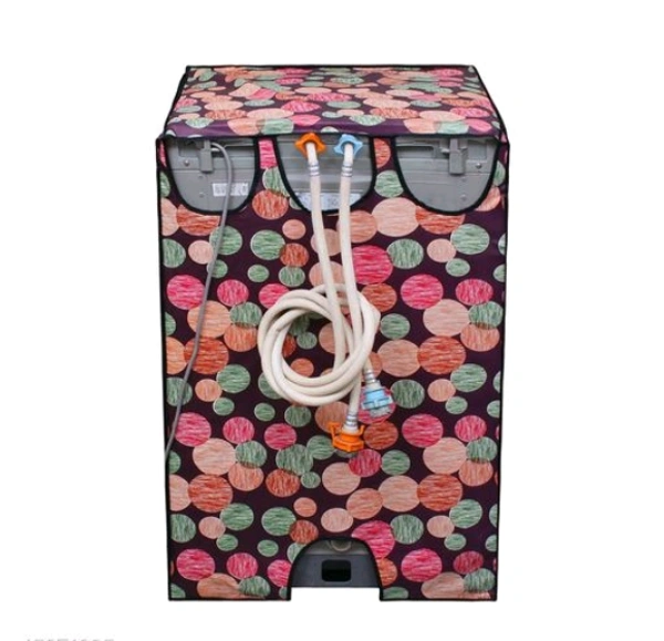 DREAM CURE Portable Washing Machine Brown Color Printed   PVC Cover,Top Load Waher Dryer Cover Water Proof ,  Full Automatic /Wheel Washing Machine Cover For 6 Kg Cover -  Red